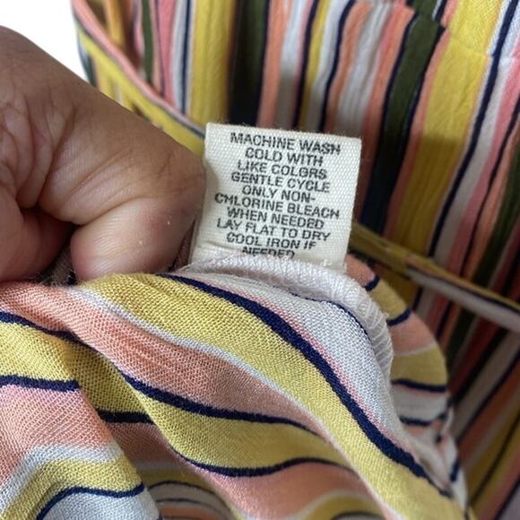 BAILY BLUE Pink Yellow Green White Stripe Sleeveless Maxi Dress Size Large NWT - Picture 9 of 10